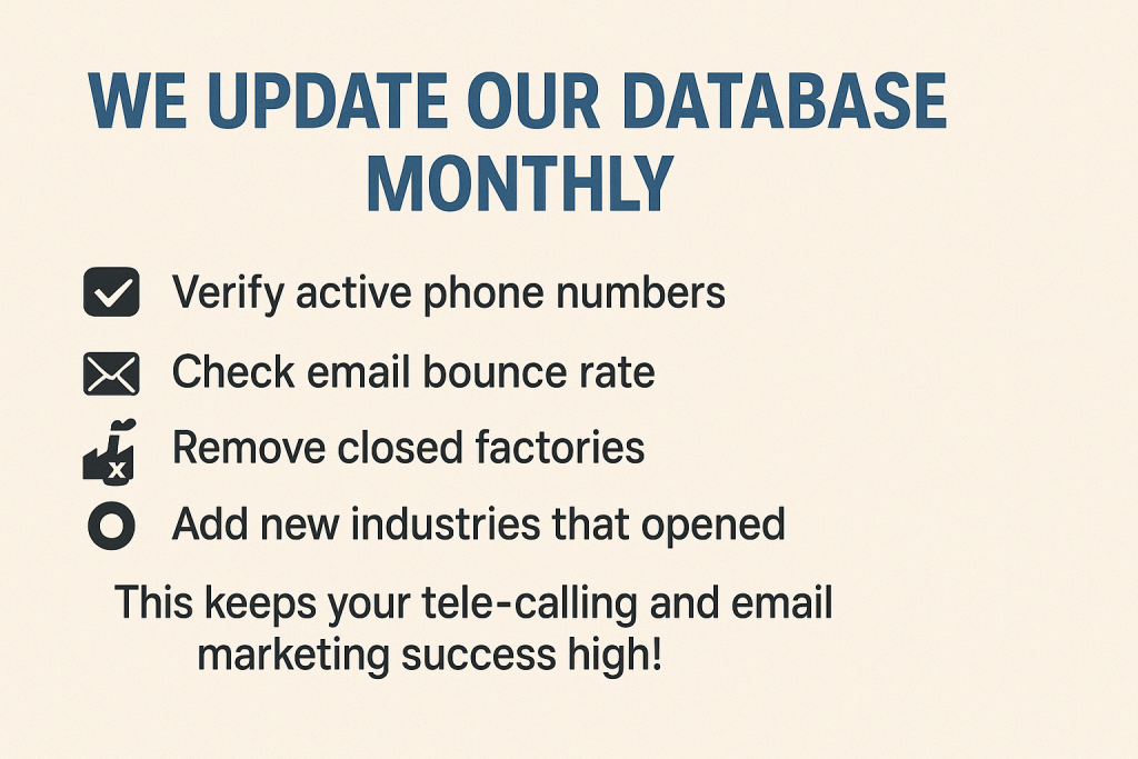We Update Our DATABASE MONTHLY
